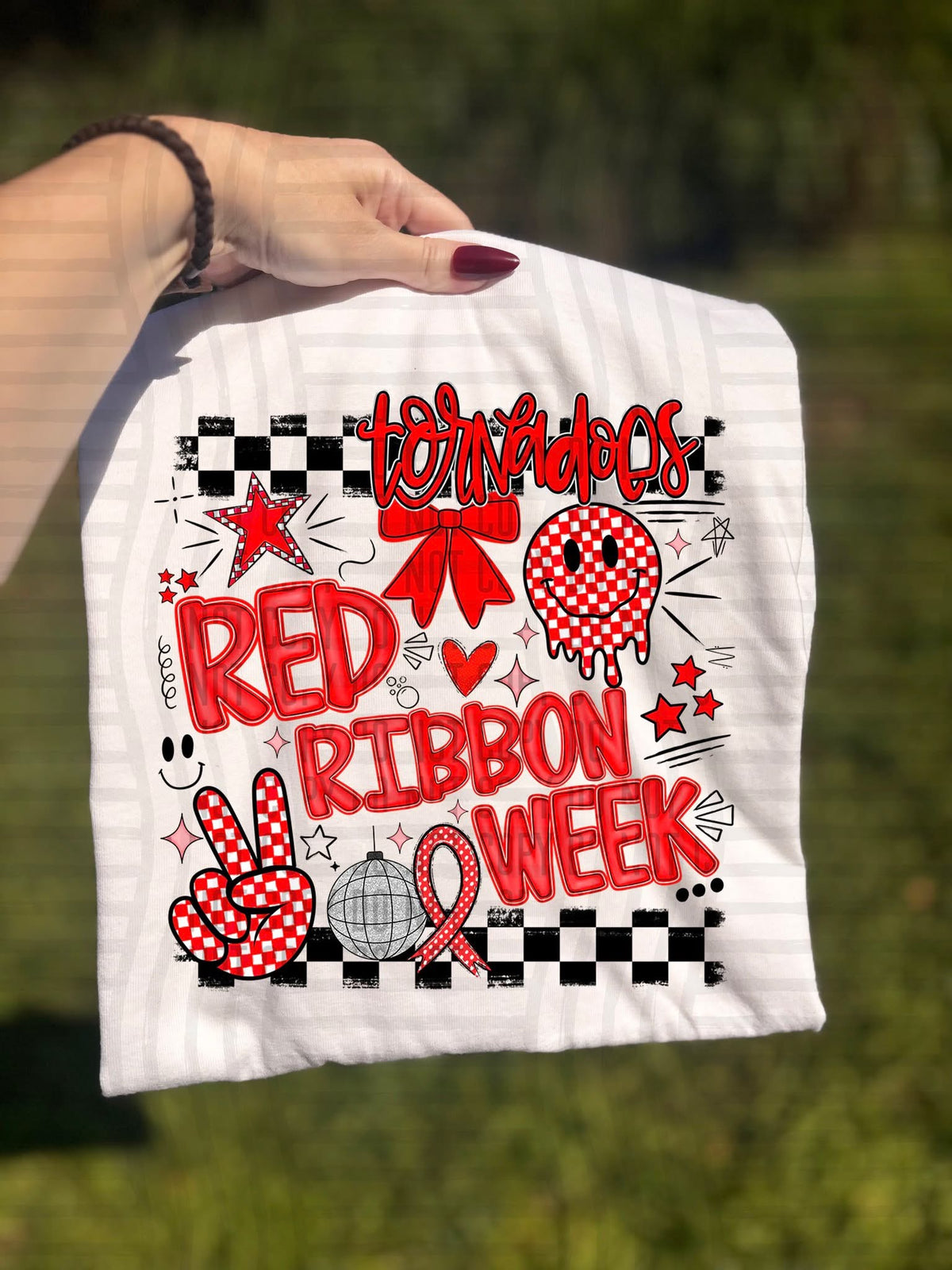 Tornadoes Checker Red Ribbon Week (Caplinger) DTF Transfers