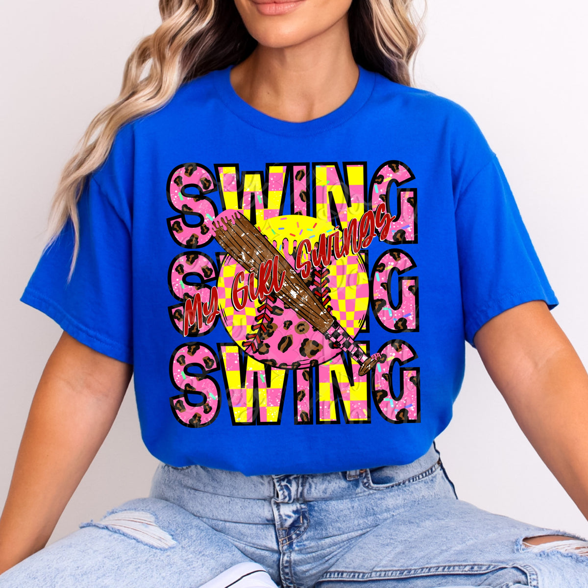 My Girl Swings Softball (VIRGO) DTF transfer