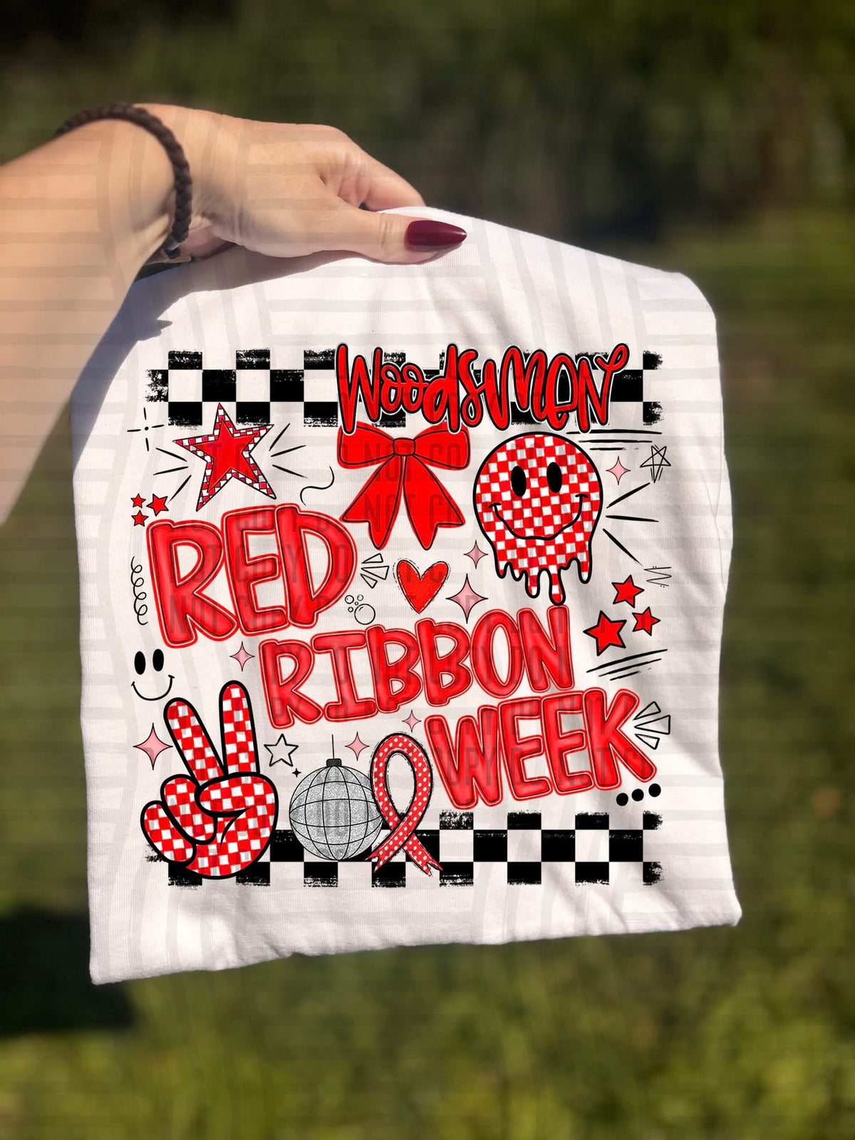 Woodsmen Checker Red Ribbon Week (Caplinger) DTF Transfers