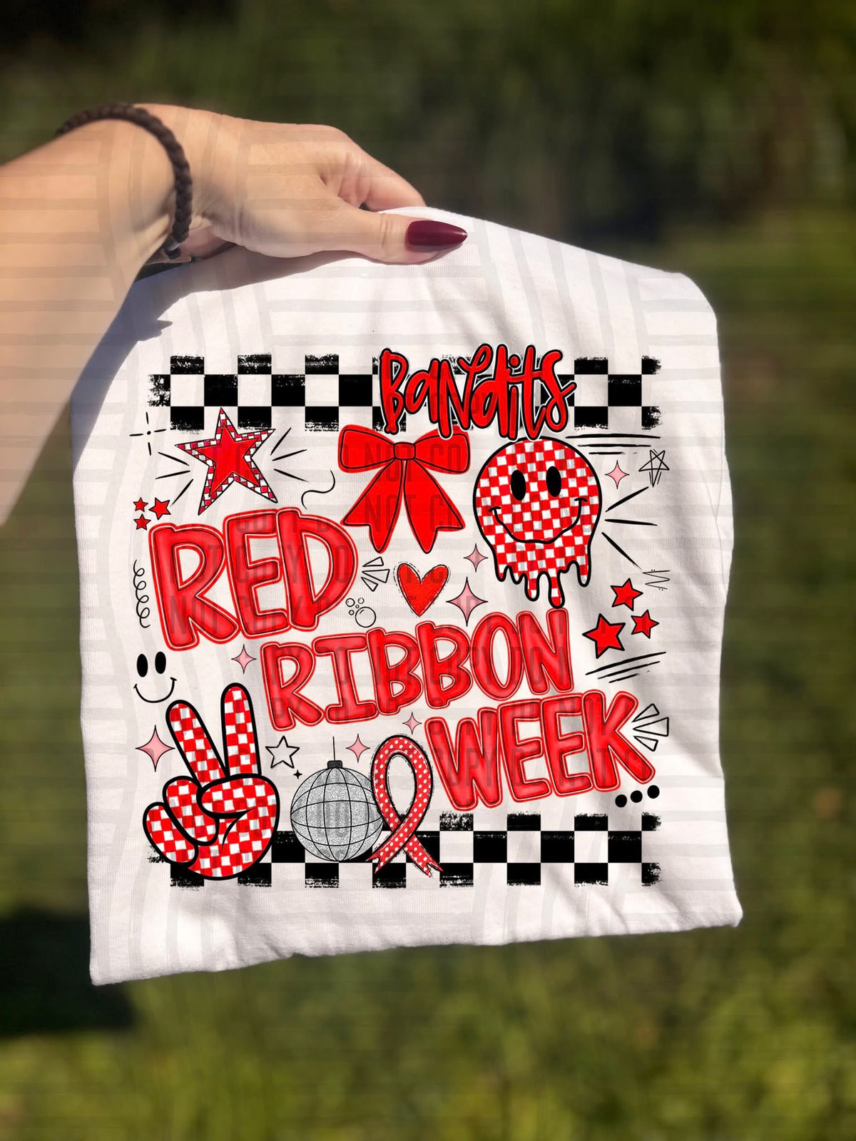 Bandits Checker Red Ribbon Week (Caplinger) DTF Transfers