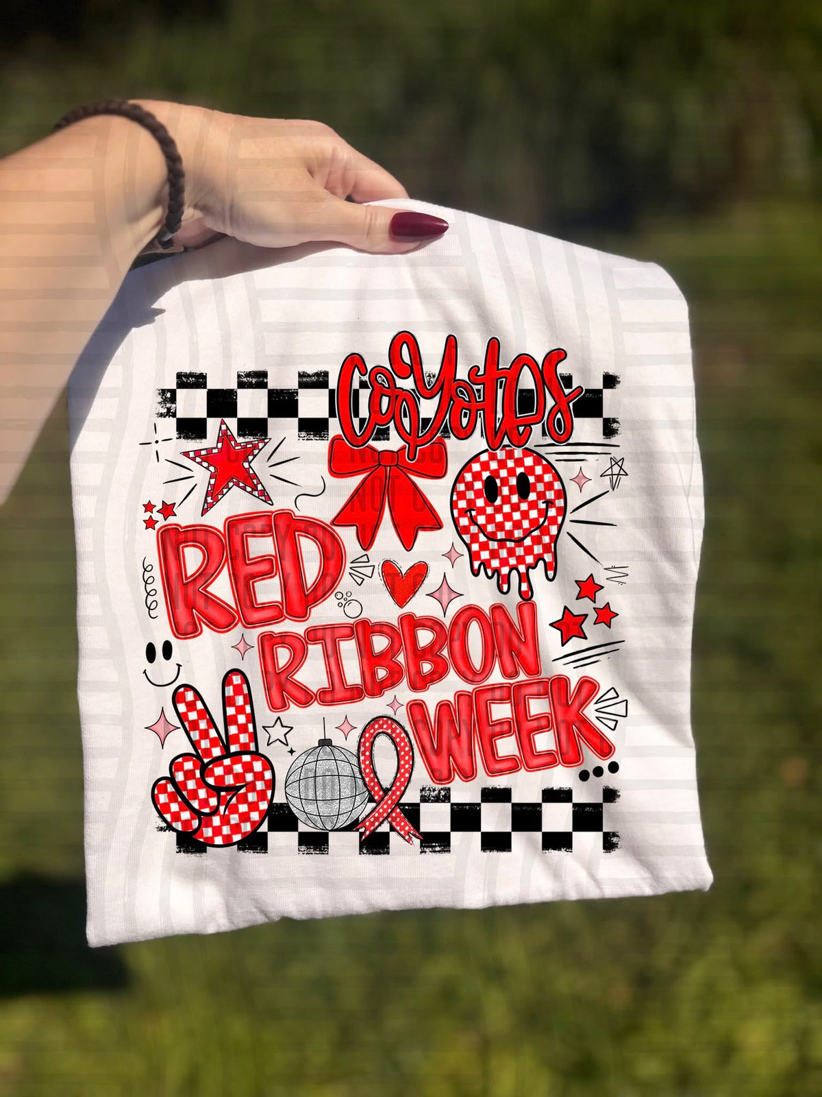 Coyotes Checker Red Ribbon Week (Caplinger) DTF Transfers