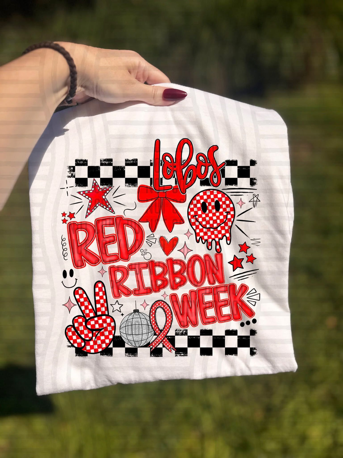 Lobos Checker Red Ribbon Week (Caplinger) DTF Transfers
