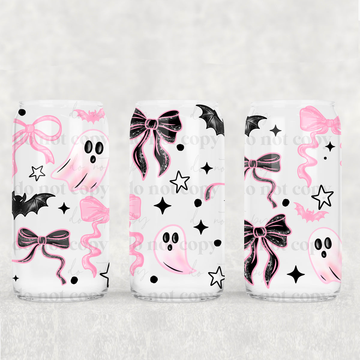 2612 pink and black bows with ghost (CSC) UV DTF WRAP
