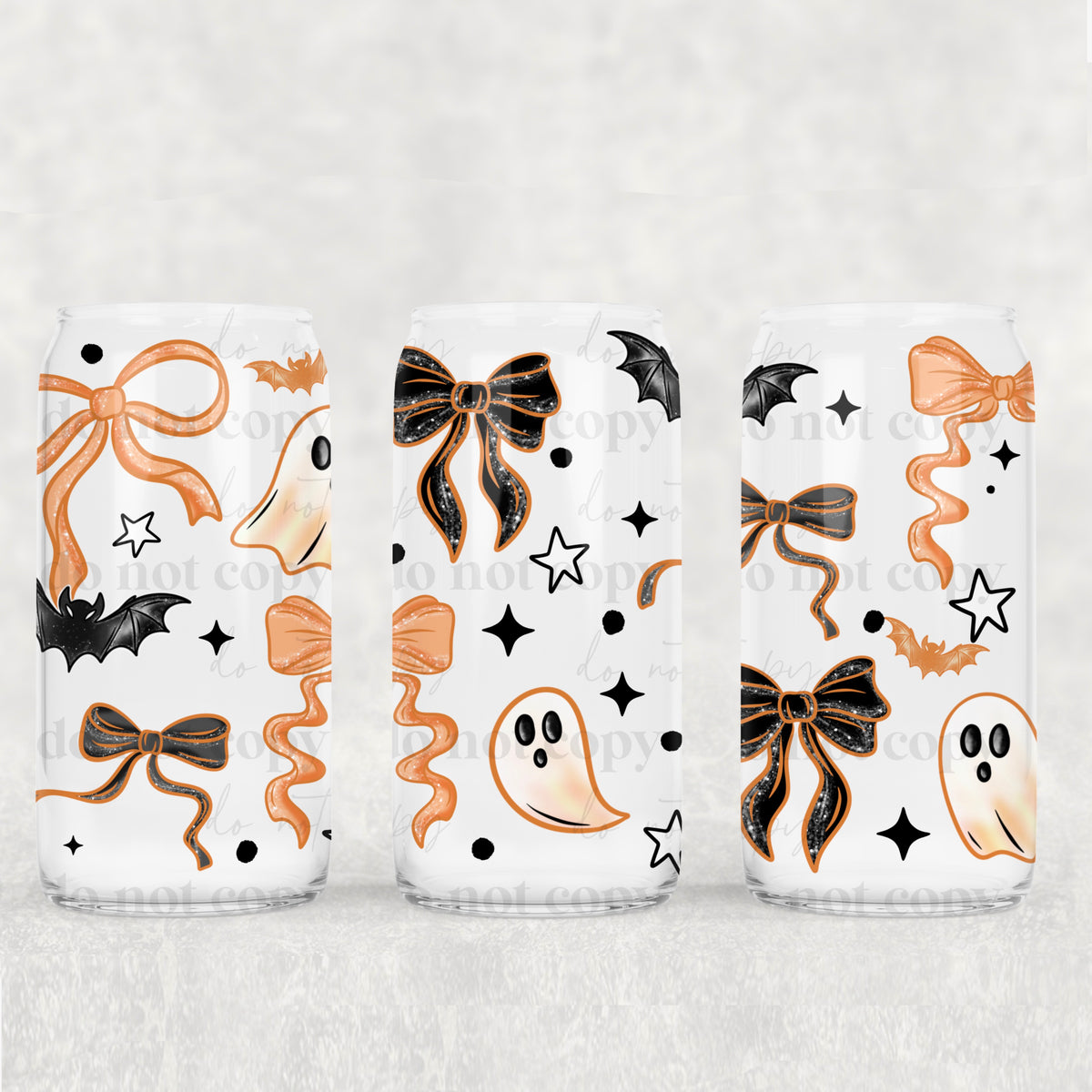 2613 orange and black bows with ghost (CSC) UV DTF WRAP