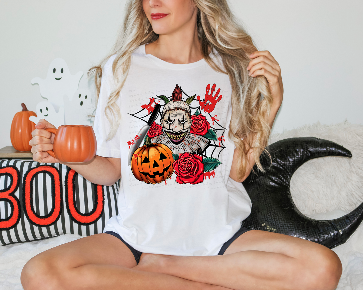 Clown Pumpkin Rose Front Only 117352 DTF transfer