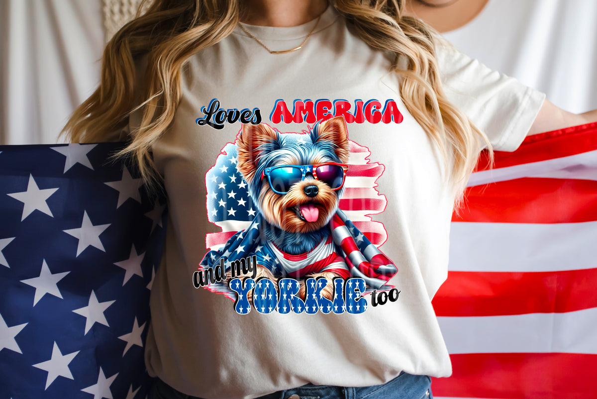 Loves America and my Husky too (DD) 98807 DTF transfer