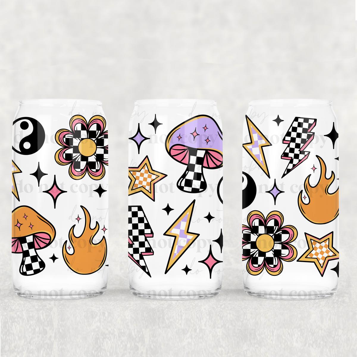 2656 checkered flowers and mushrooms (CSC) UV DTF WRAP