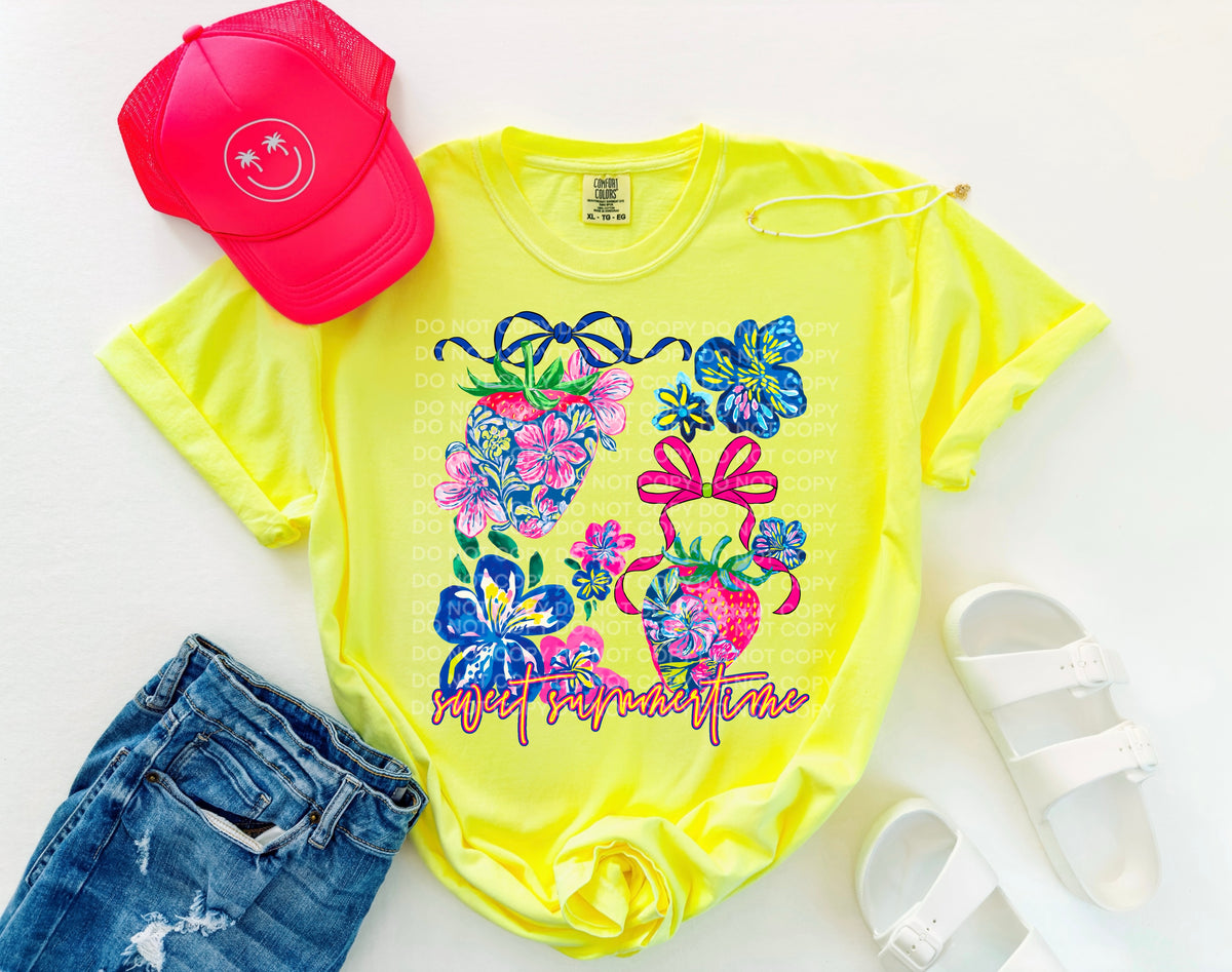 Sweet Summertime Preppy Floral Strawberries (SCG) 102141 DTF transfer