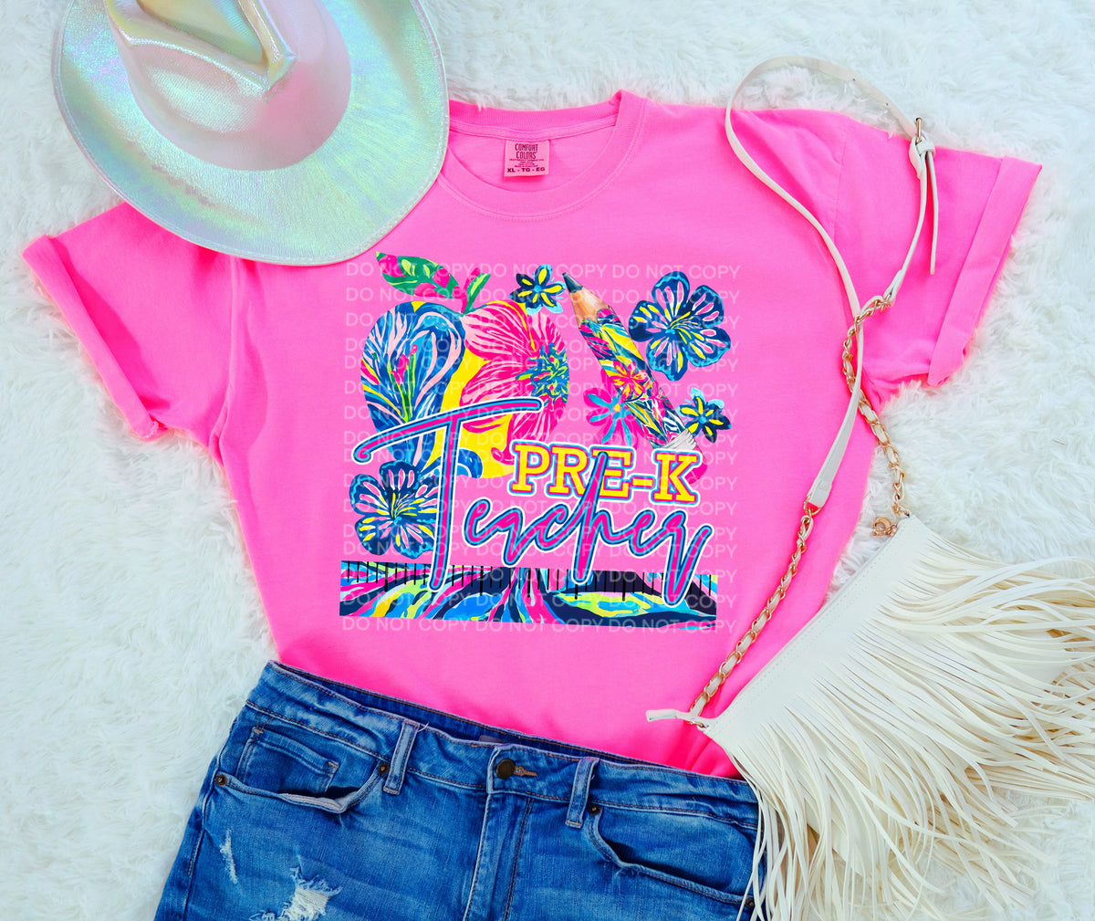 Pre-K teacher preppy floral (SCG) 102121 DTF transfer