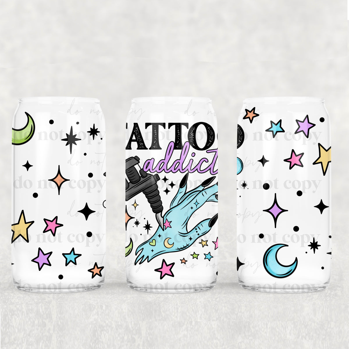 2715 tattoo addict with stars and purple word (CSC) UV DTF WRAP