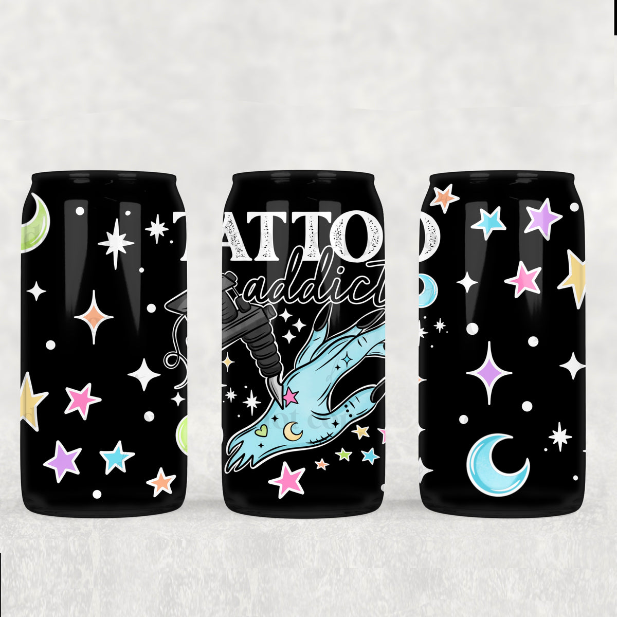2715 tattoo addict with stars and purple word white (CSC) UV DTF WRAP
