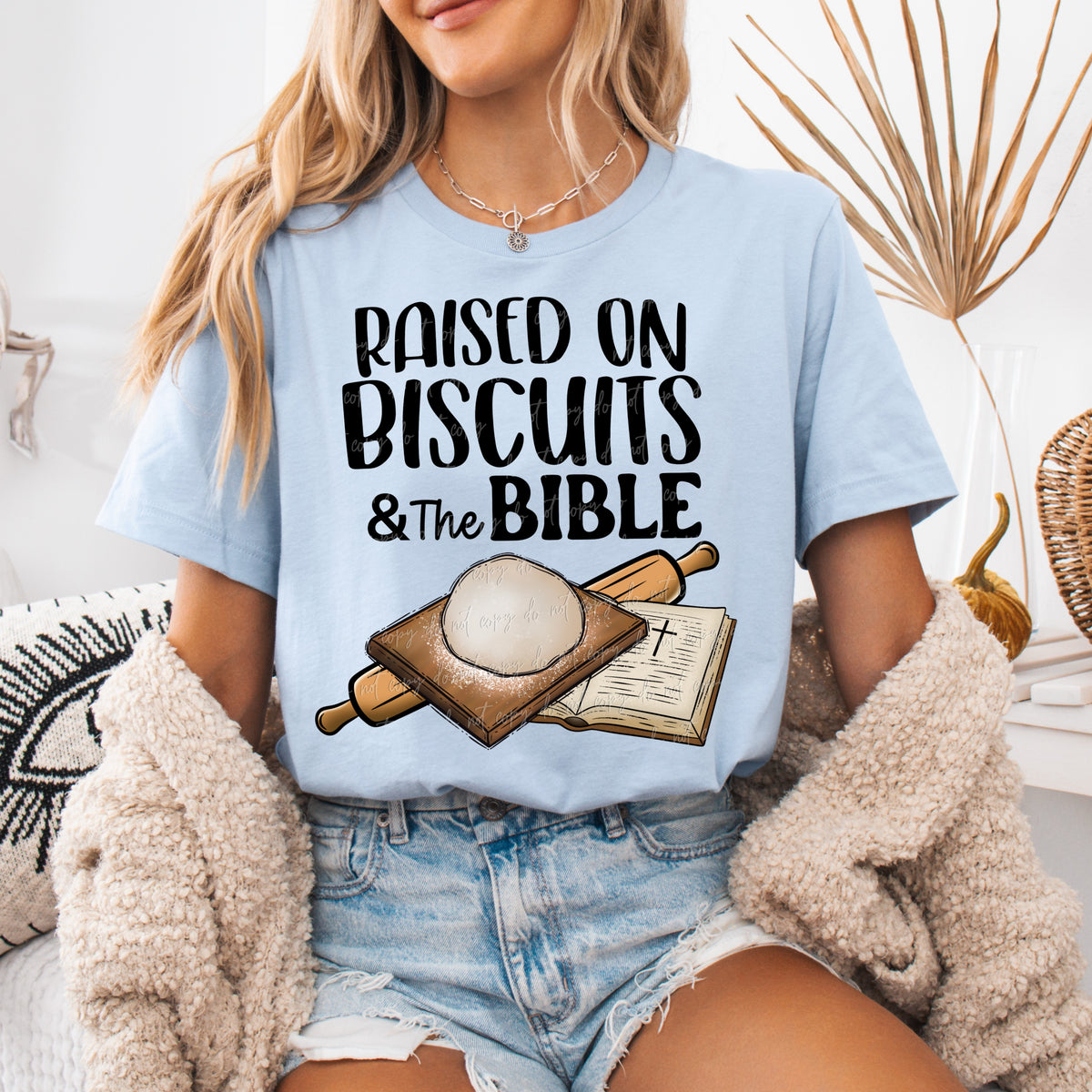 Raised on Biscuits & the Bible (VIRGO) DTF transfer