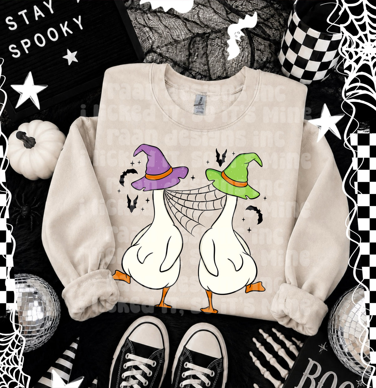 Goose purple and green witch hats DTF Transfer