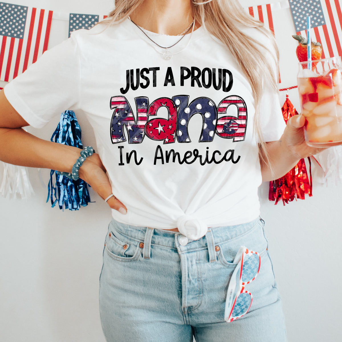 Just a proud Nana in America (VIRGO) DTF transfer