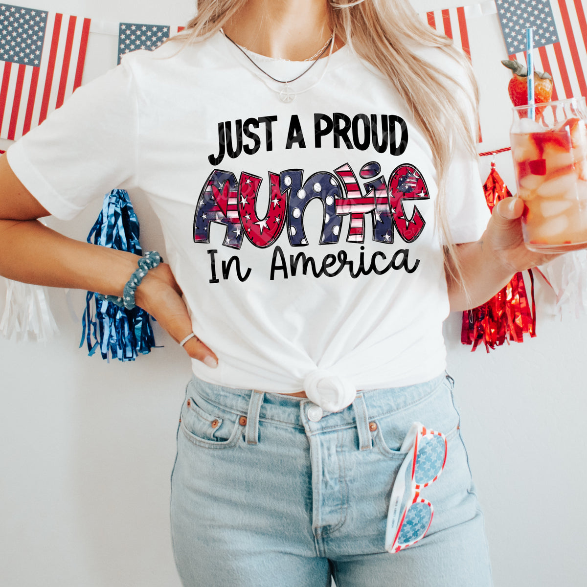 Just a proud Auntie in America (VIRGO) DTF transfer