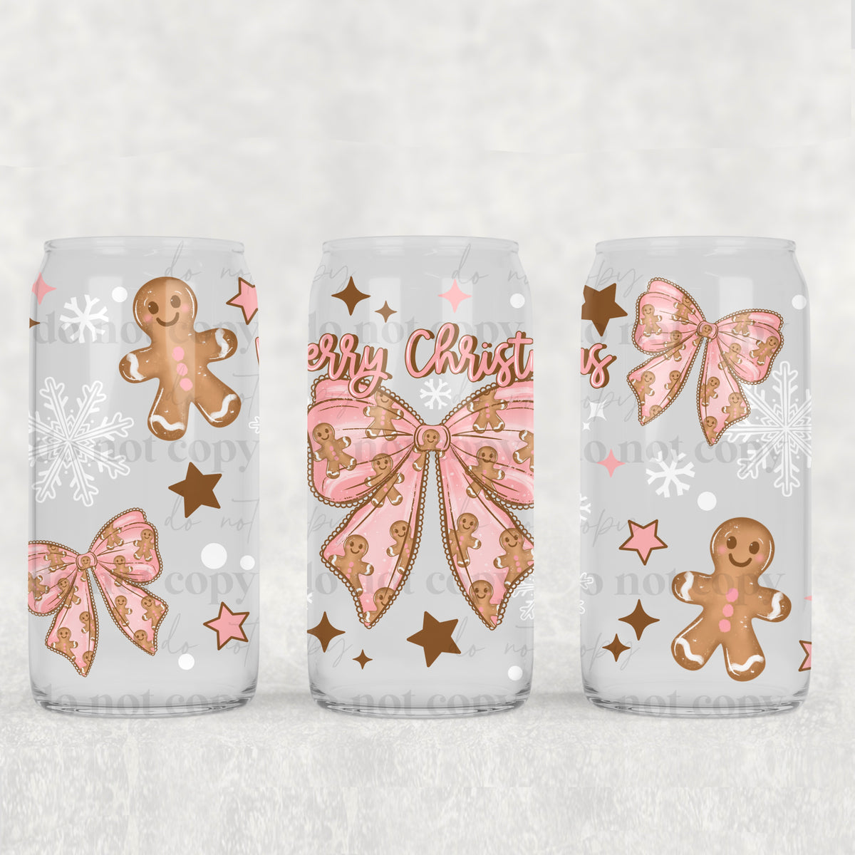 2816 merry christmas gingerbread bow (CSC) UV DTF WRAP