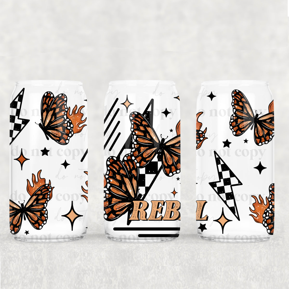 rebel orange butterflies 2820 (CSC) UV DTF WRAP