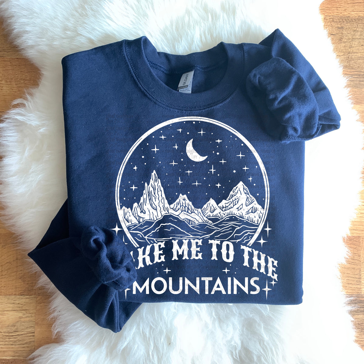 Take me to the mountains WHITE (MMD) DTF transfer