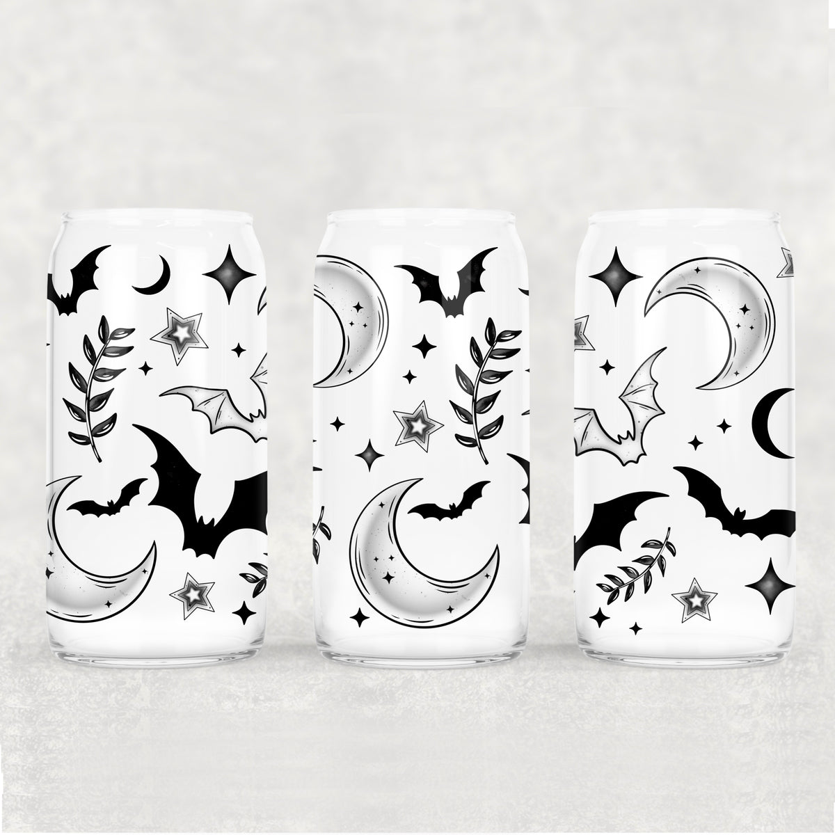 2828 white moons with bats (CSC) UV DTF WRAP