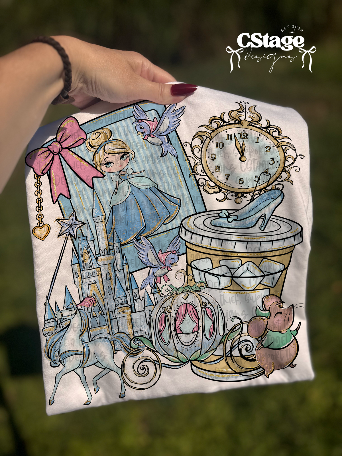 Glass slipper polaroid bow collage (Cstage) DTF Transfer