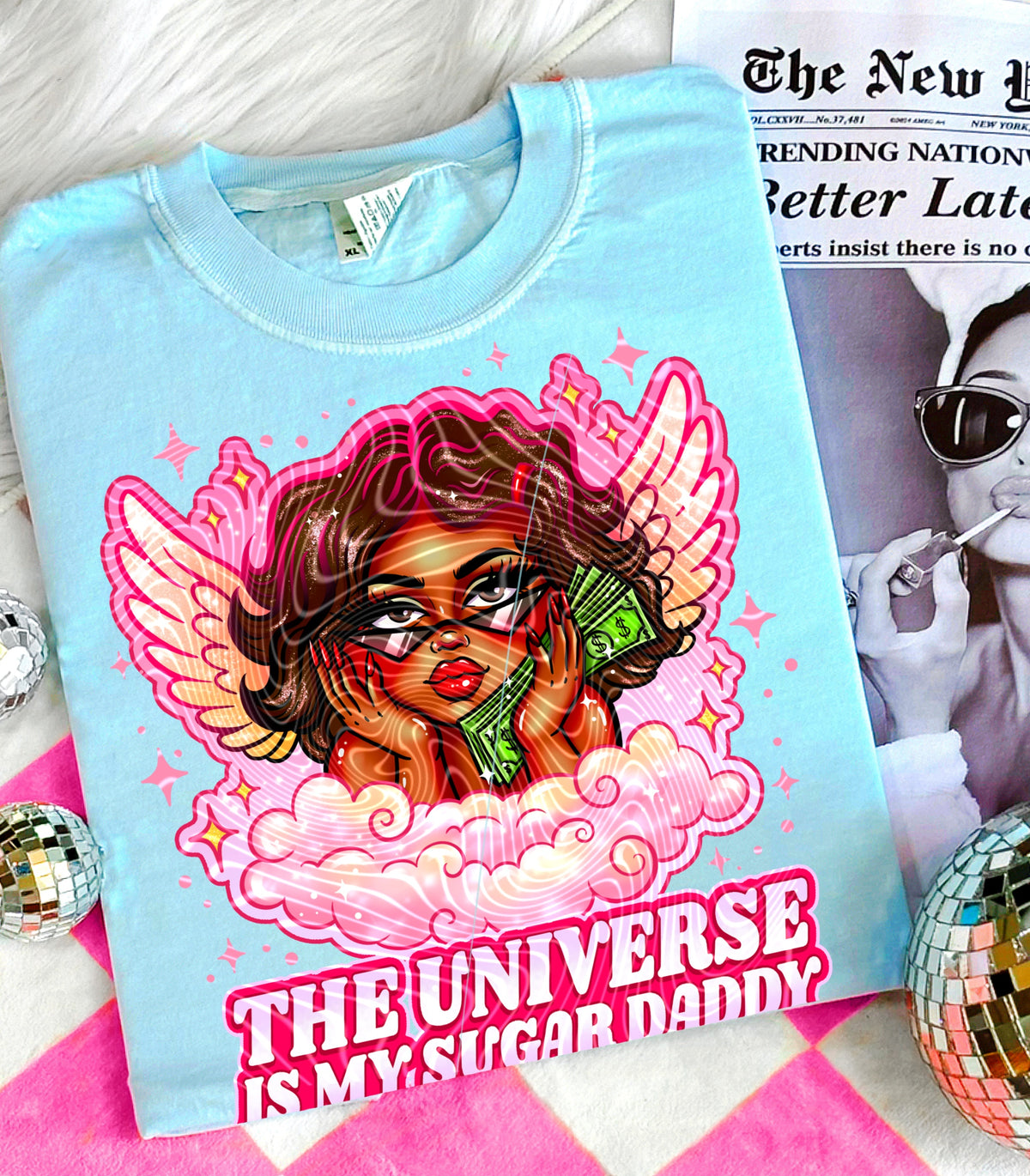 The universe is my sugar daddy dark brown (FRONT ONLY) (Gravitee) DTF Transfer
