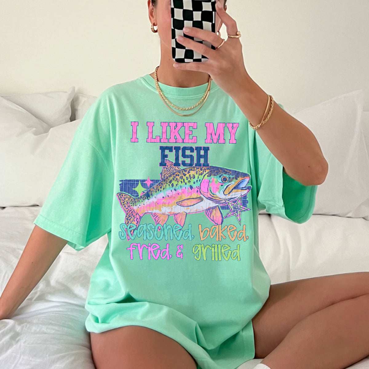 I like my fish faux glitter (Virgo) DTF Transfer