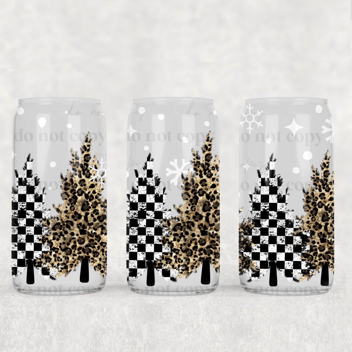 2845 leopard tree and checkered (CSC) UV DTF WRAP