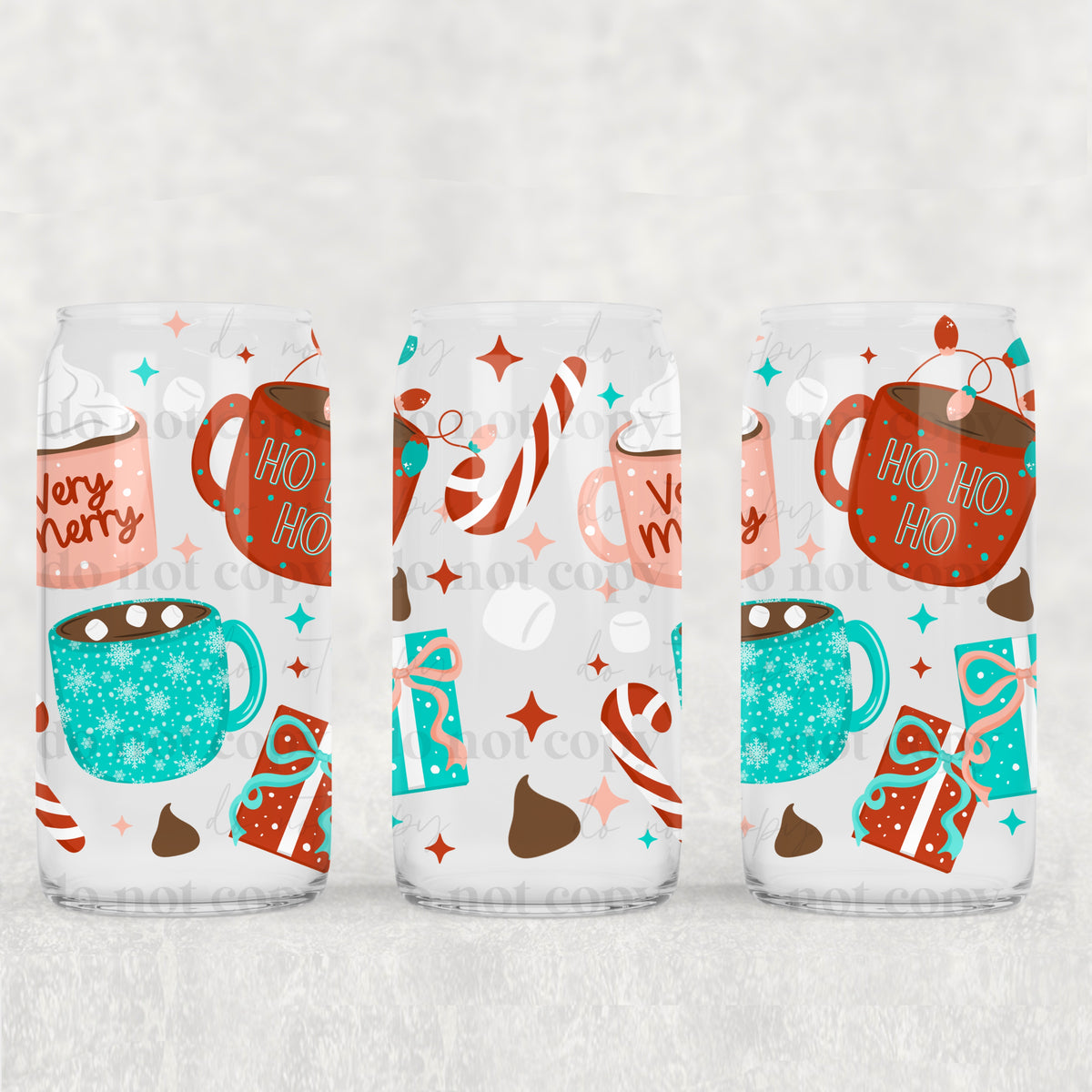 2856 very merry ho ho ho and snowflake mugs (CSC) UV DTF WRAP