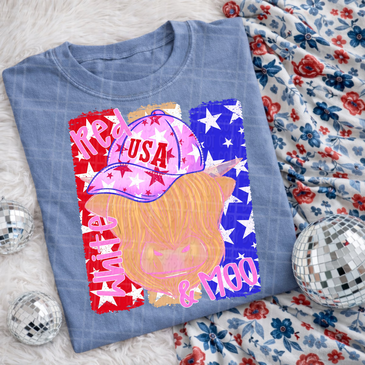 Red white and moo highland cow (Virgo) DTF transfer