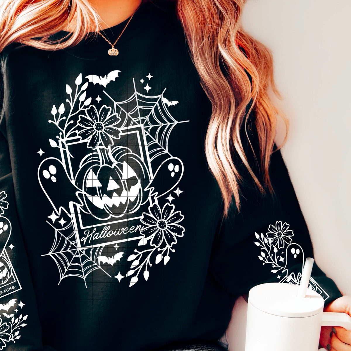 Halloween portrait ghost FRONT WHITE CSC DTF transfer