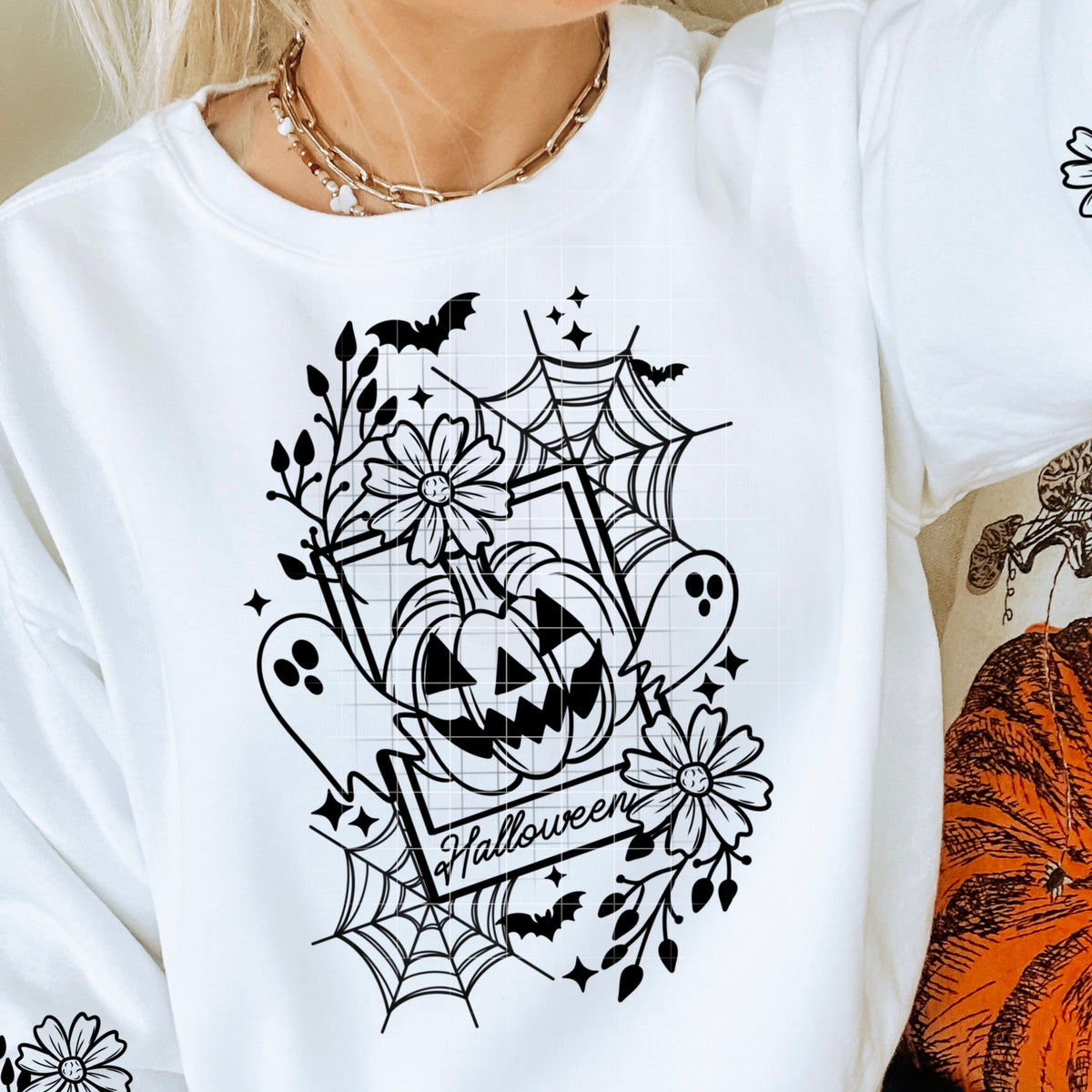 Halloween portrait ghost FRONT BLACK CSC DTF transfer