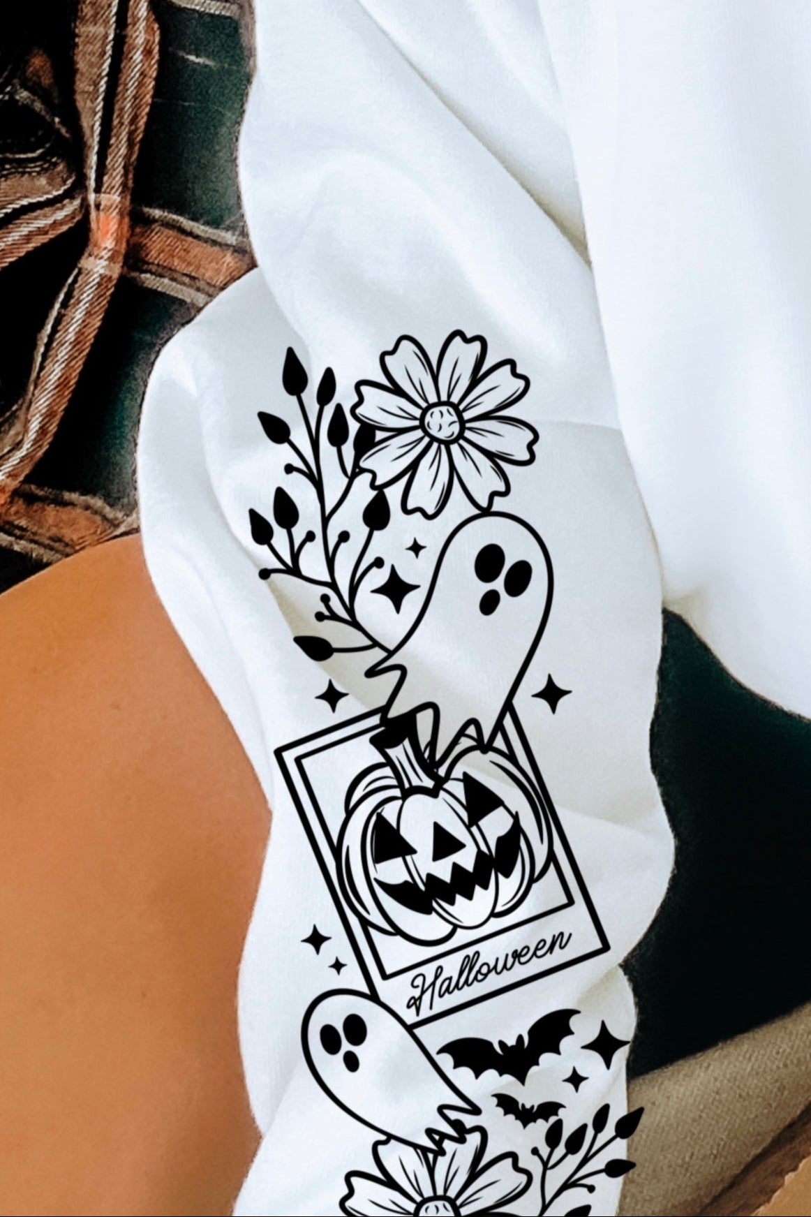 Halloween portrait ghost SLEEVE BLACK CSC DTF transfer