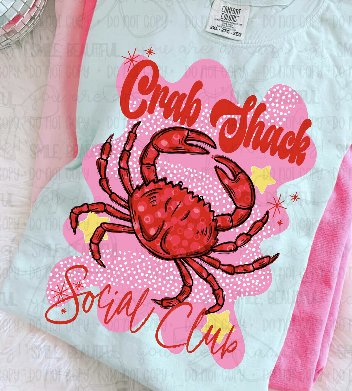 Crab Shack Social Club (pink background) (Carter & Co) DTF Transfer