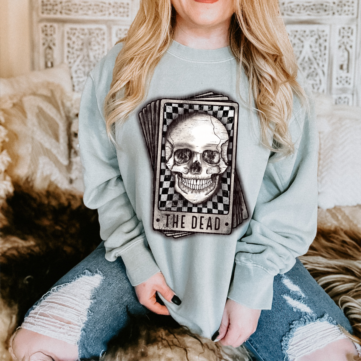 The dead (cards with cracked skull) 11485 DTF TRANSFER