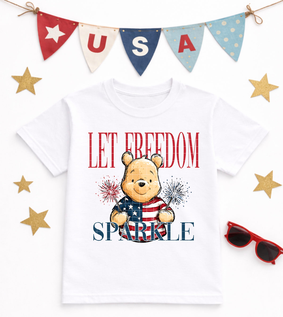 Let freedom sparkle pooh (SSD) DTF Transfer