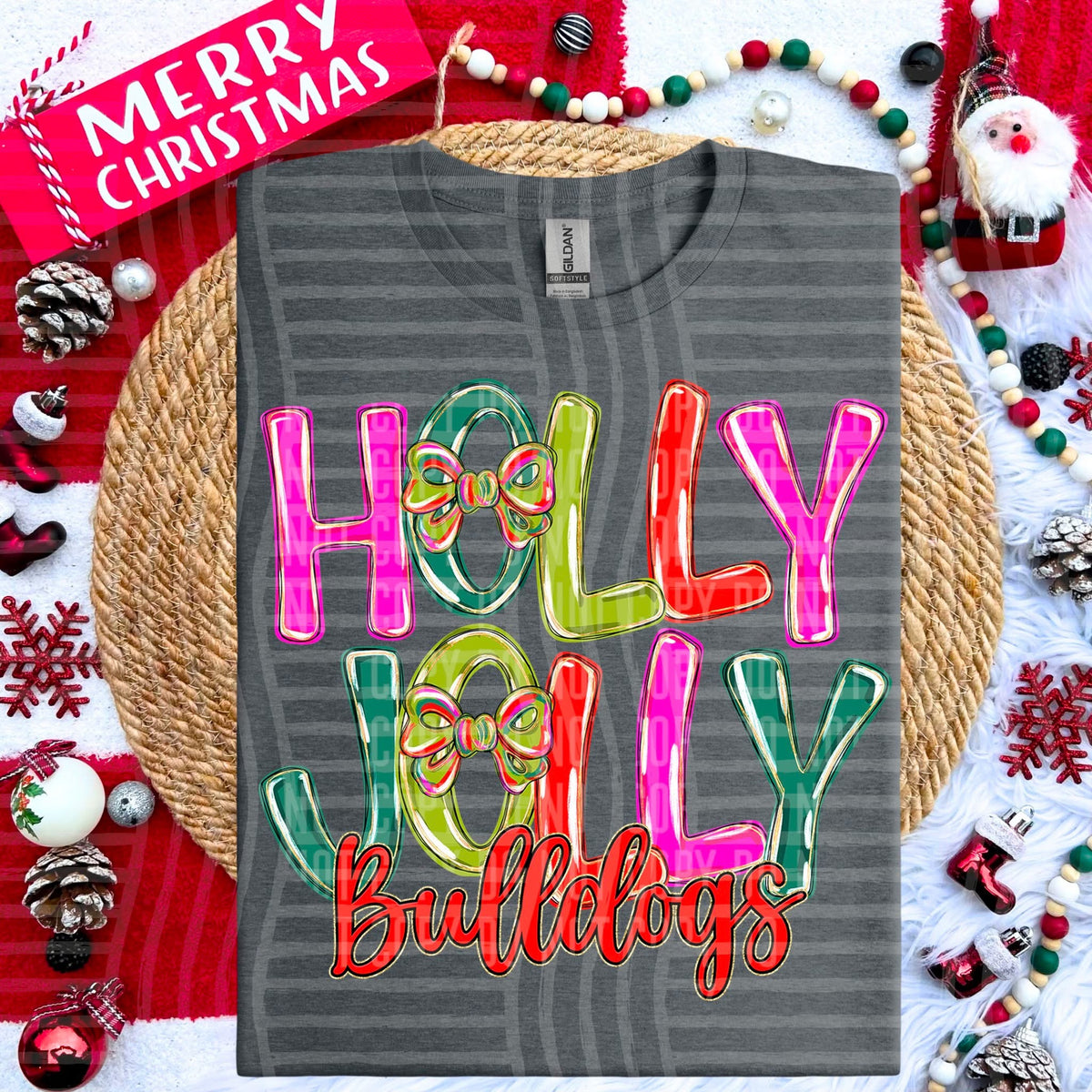 Bulldogs Holly Jolly Bow (Caplinger) DTF Transfers