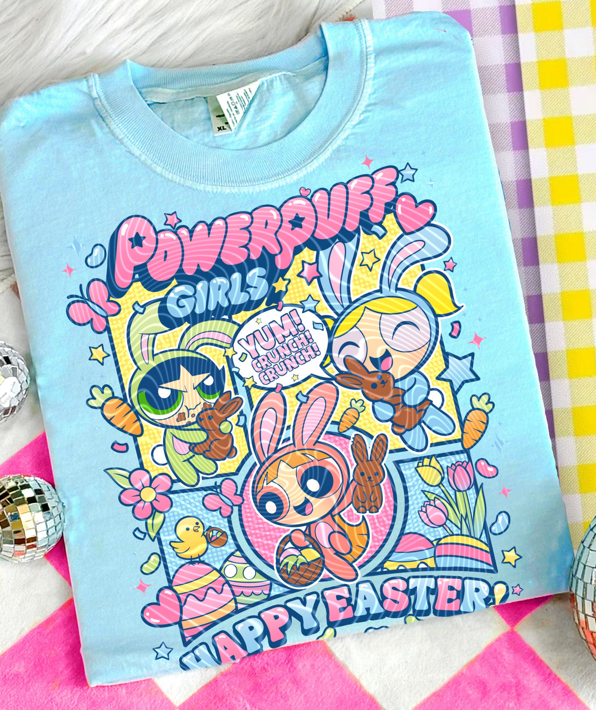 P puff girls happy easter (FRONT ONLY) (Gravitee) DTF Transfer