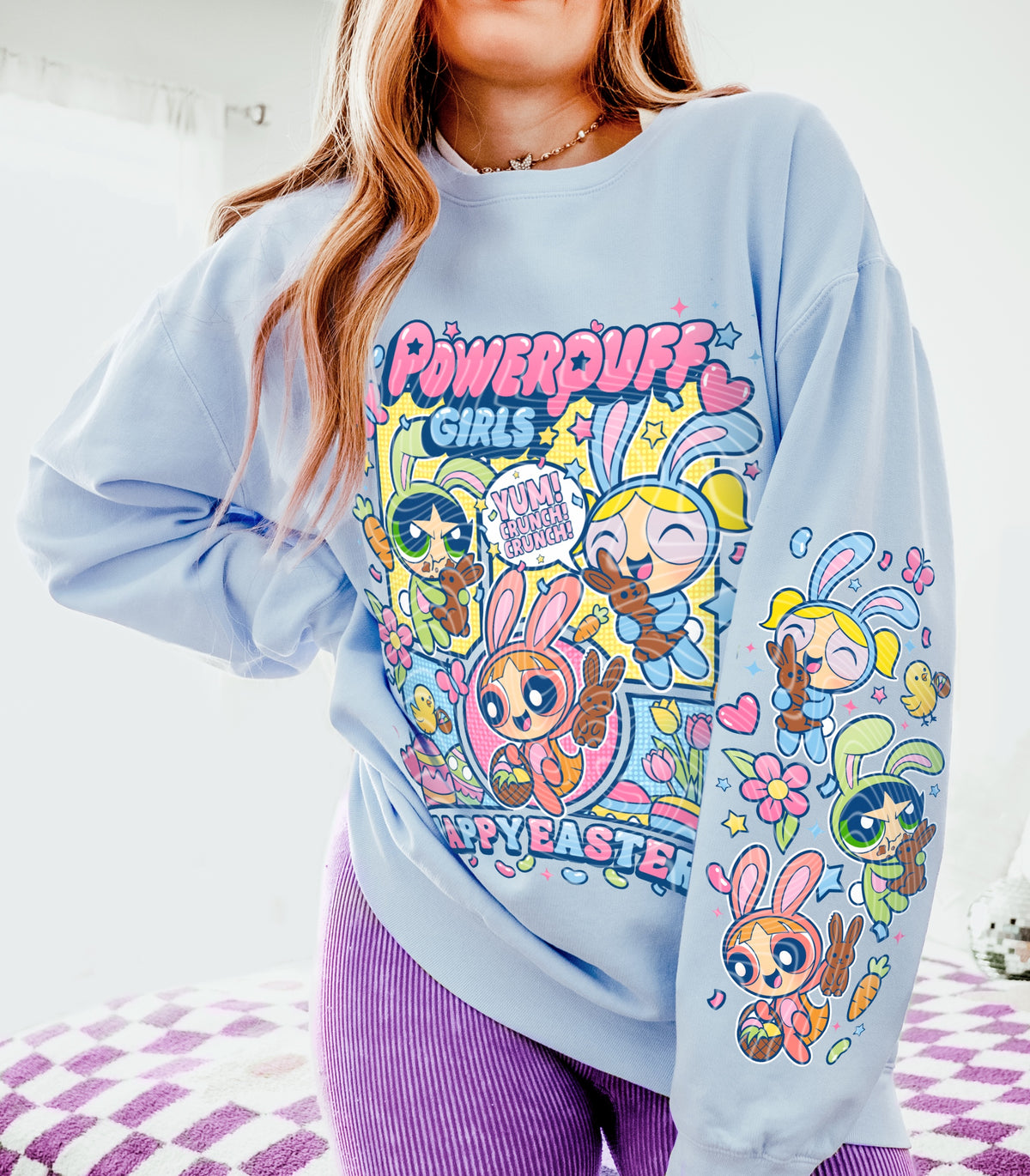 P puff girls happy easter (SLEEVE ONLY) (Gravitee) DTF Transfer