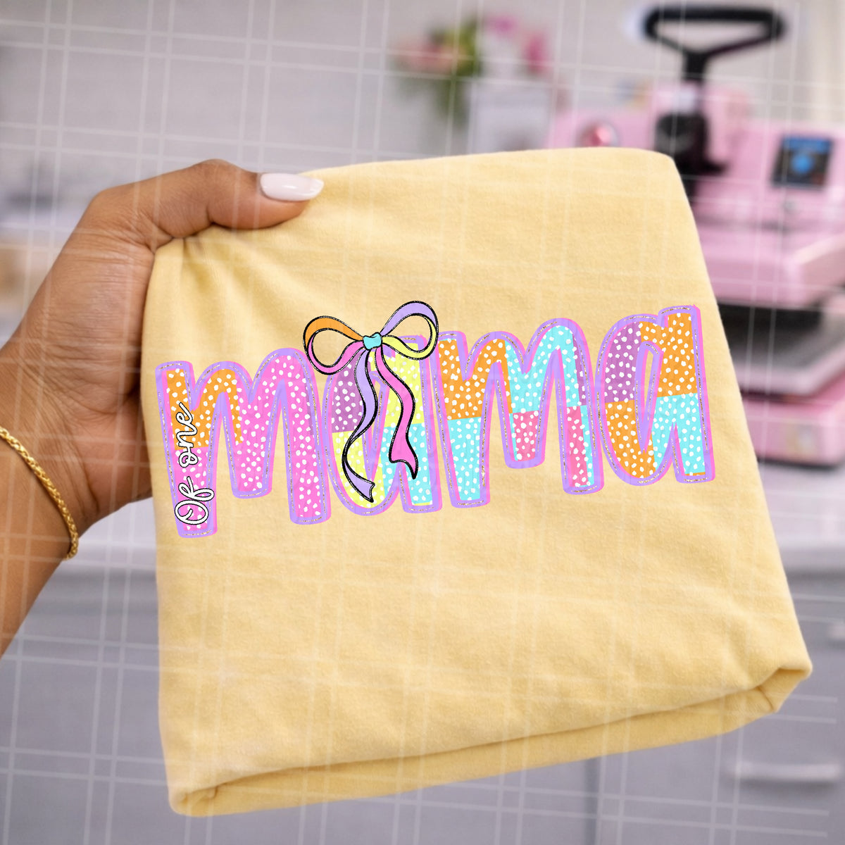 Mama of one multicolored bow (Virgo) DTF Transfer