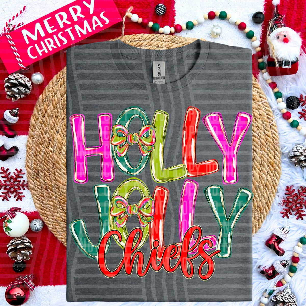 Chiefs Holly Jolly Bow (Caplinger) DTF Transfers