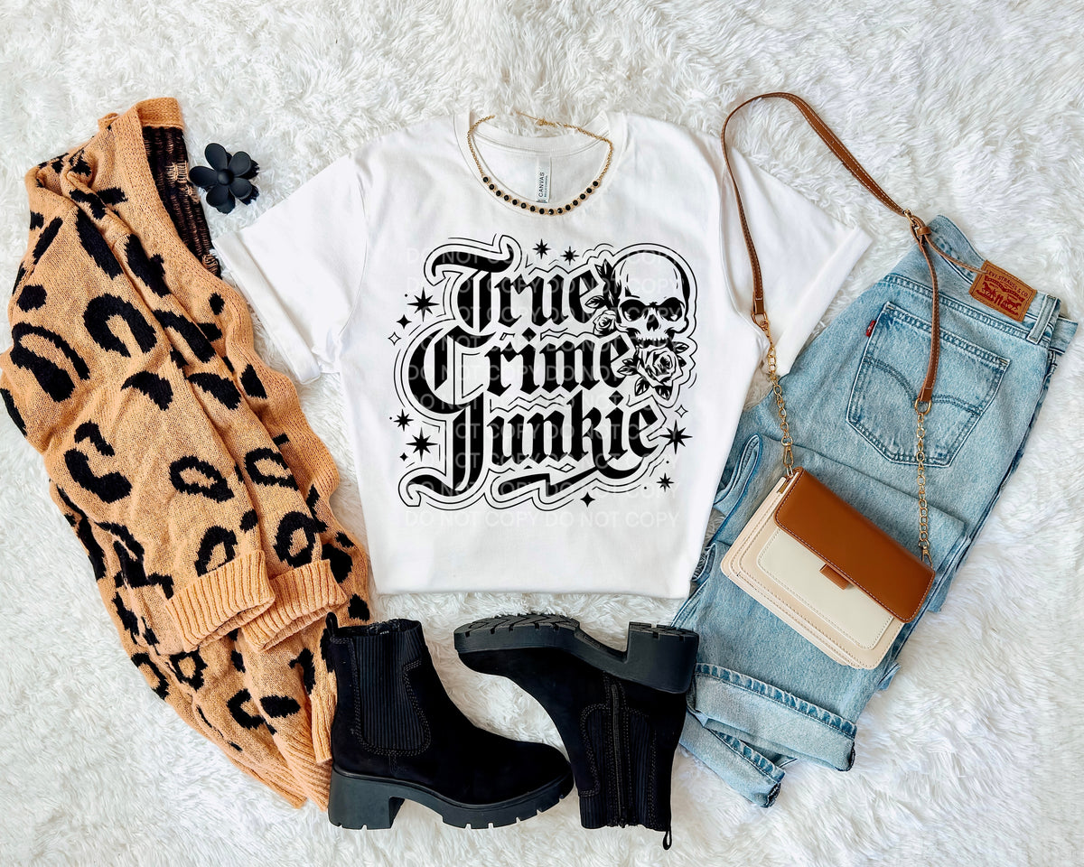 True Crime Junkie BLACK (SCG) 102137 DTF transfer