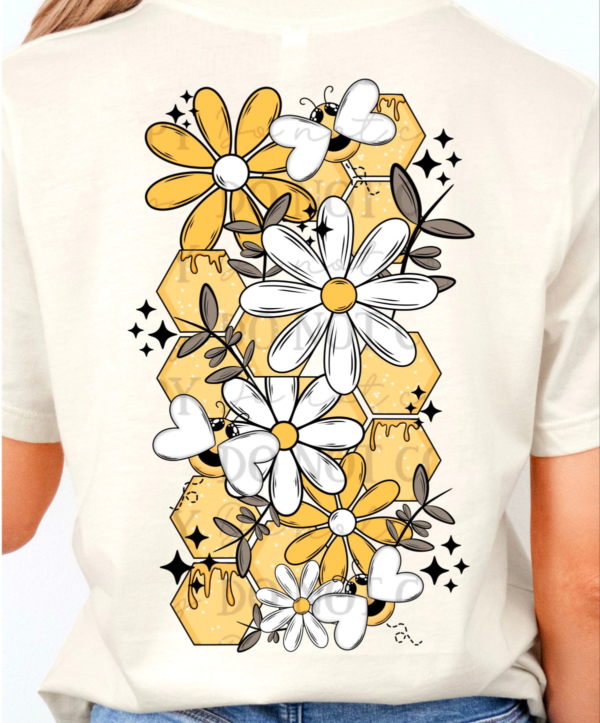 Honeycomb and Bees BACK (ABD) 102533 DTF transfer