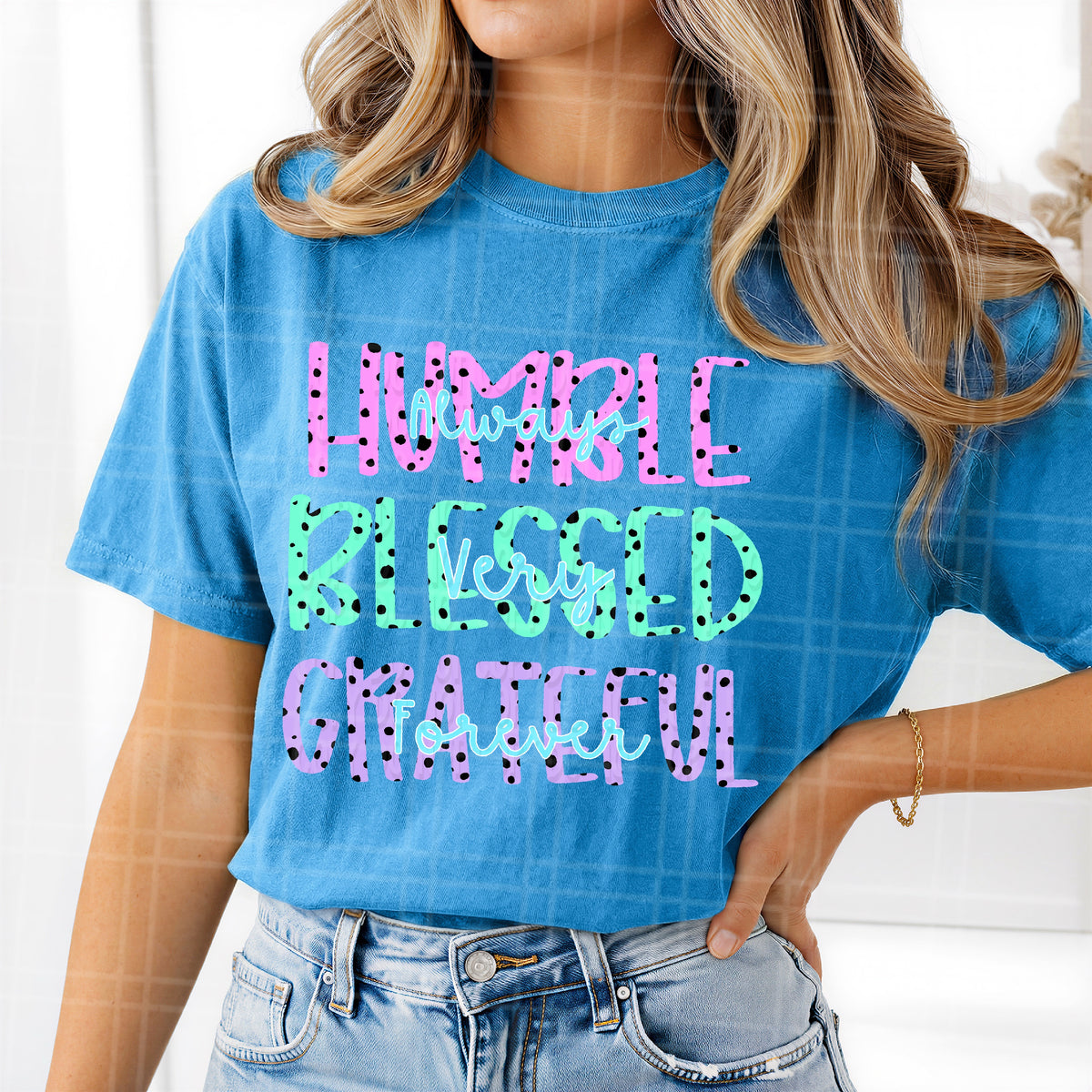 Humble blessed grateful polka dots (Virgo) DTF Transfer