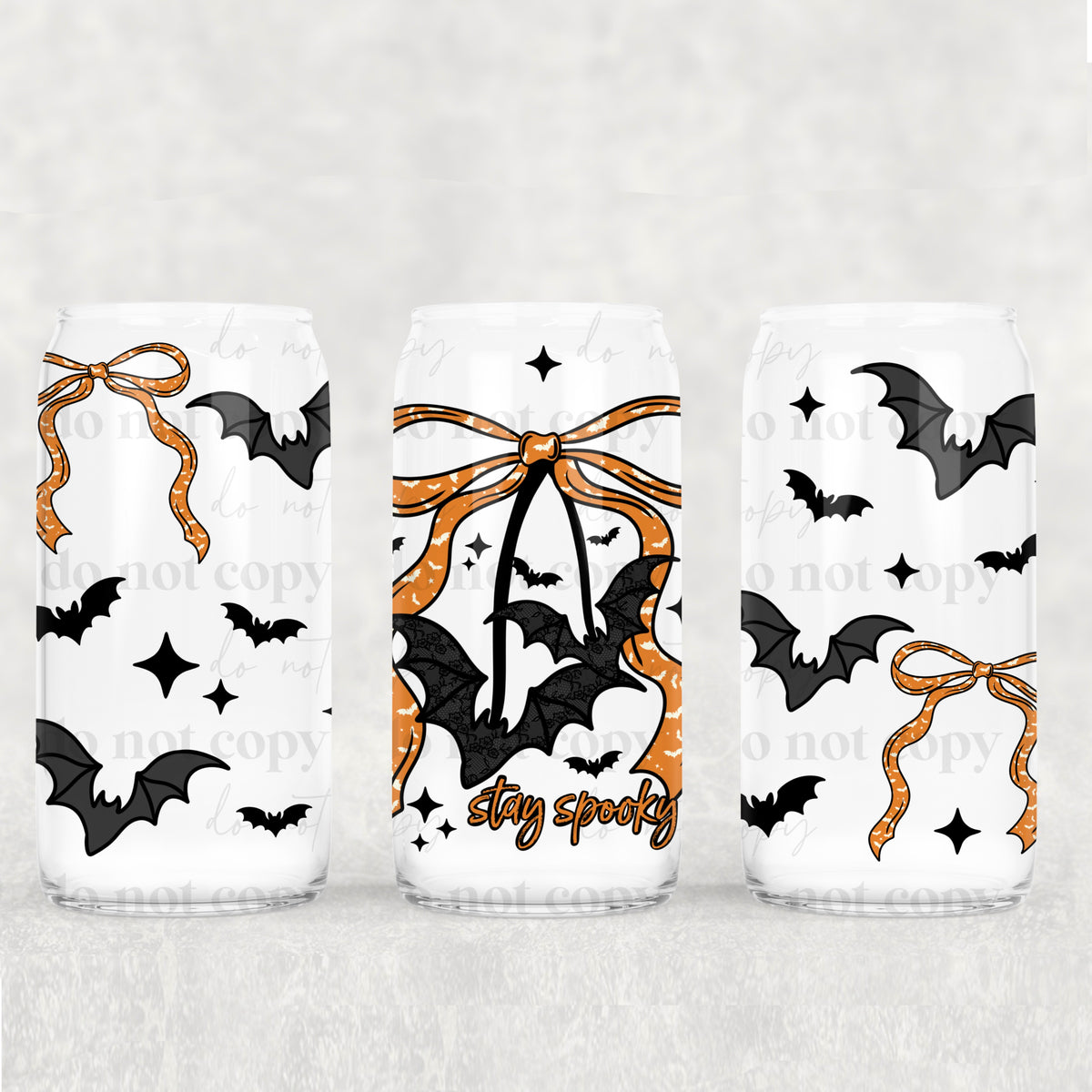2928 stay spooky orange bow with bats (CSC) UV DTF WRAP