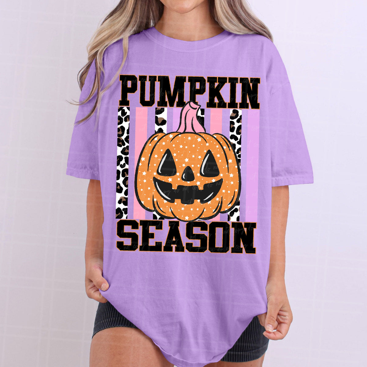 Pumpkin season leopard and pink stripes (Virgo) DTF Transfer