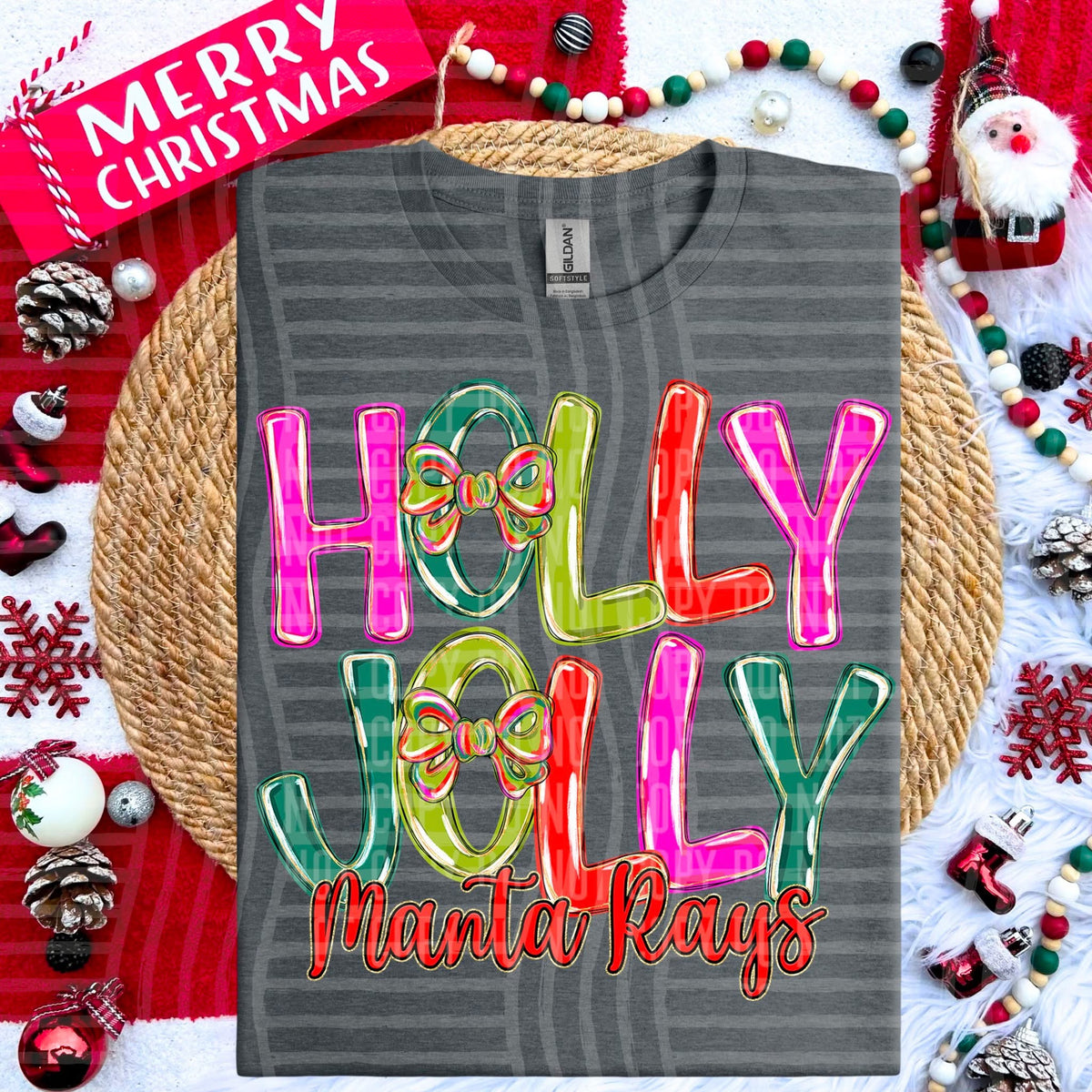 Manta Rays Holly Jolly Bow (Caplinger) DTF Transfers