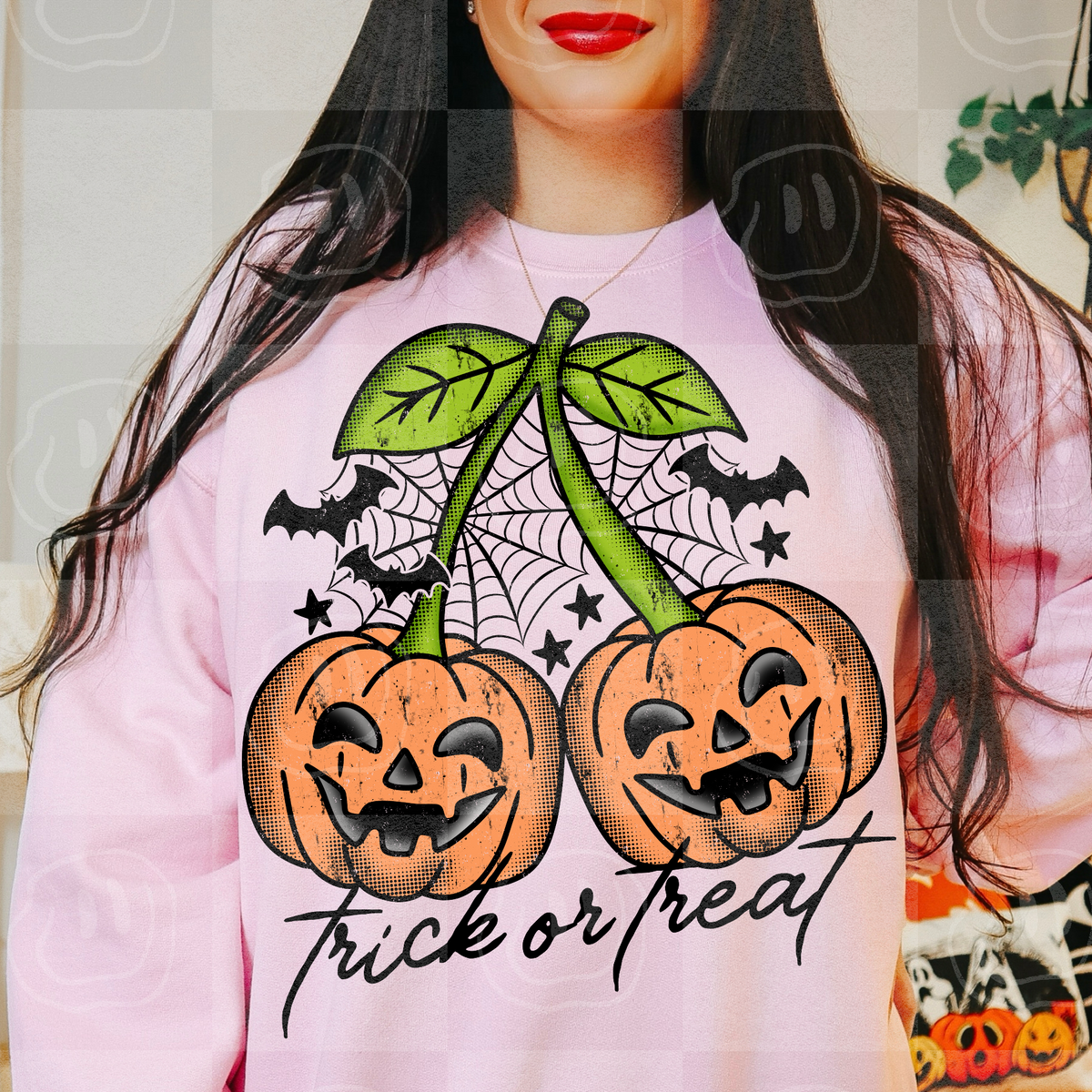 Jack o lantern pumpkin cherries trick or treat (Lyttle) DTF Transfer