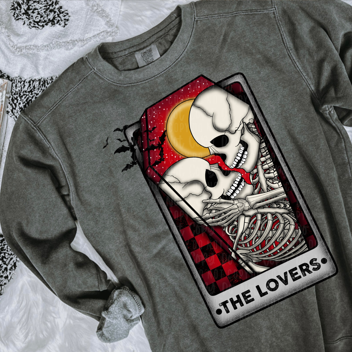 The lovers (card with red background and skellie lovers) 11491 DTF TRANSFER