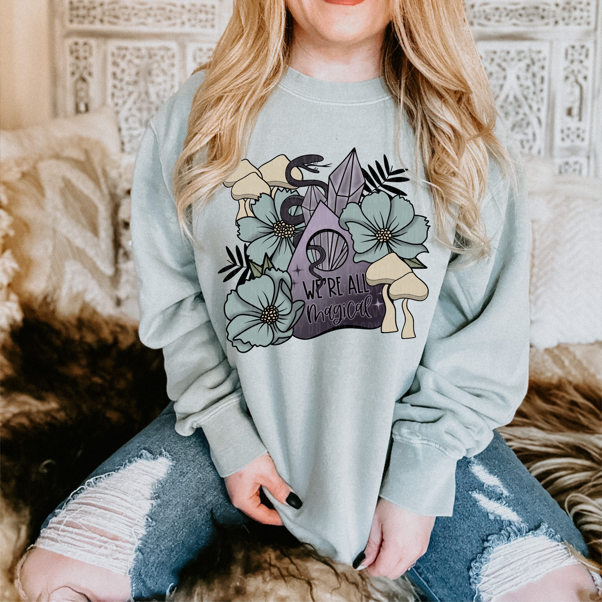 We're all magical (ouji item with flowers, snake, and crystals) 11495 DTF TRANSFER