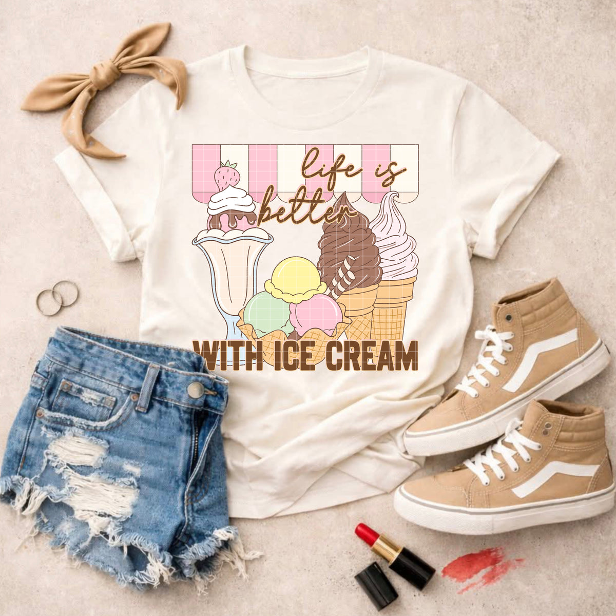 Life is better with ice cream (DD) DTF